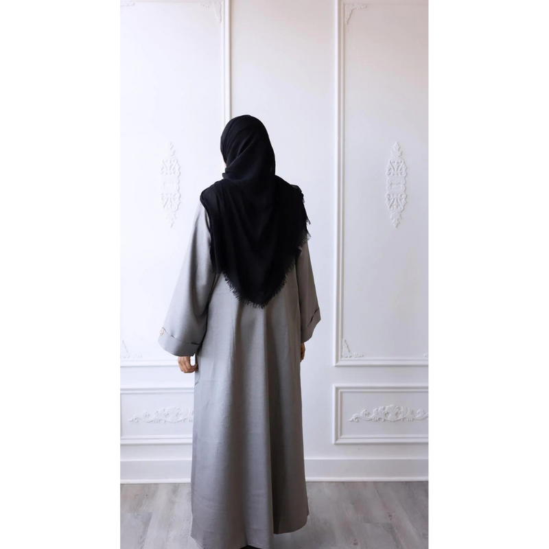 Luxury Linen Abaya (Smoke Grey)