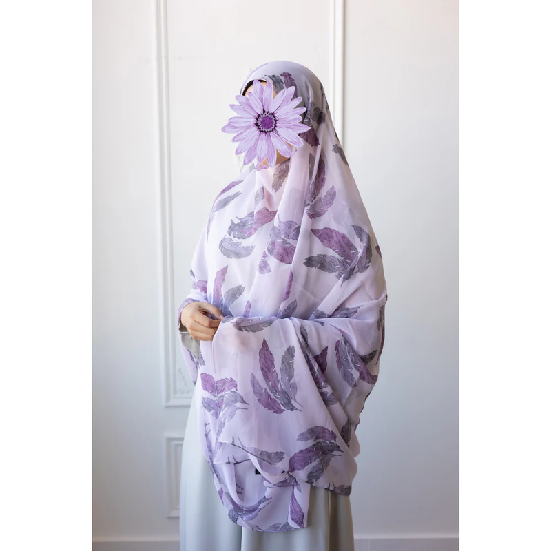 Printed Chiffon Hijab (Purple Acacia)