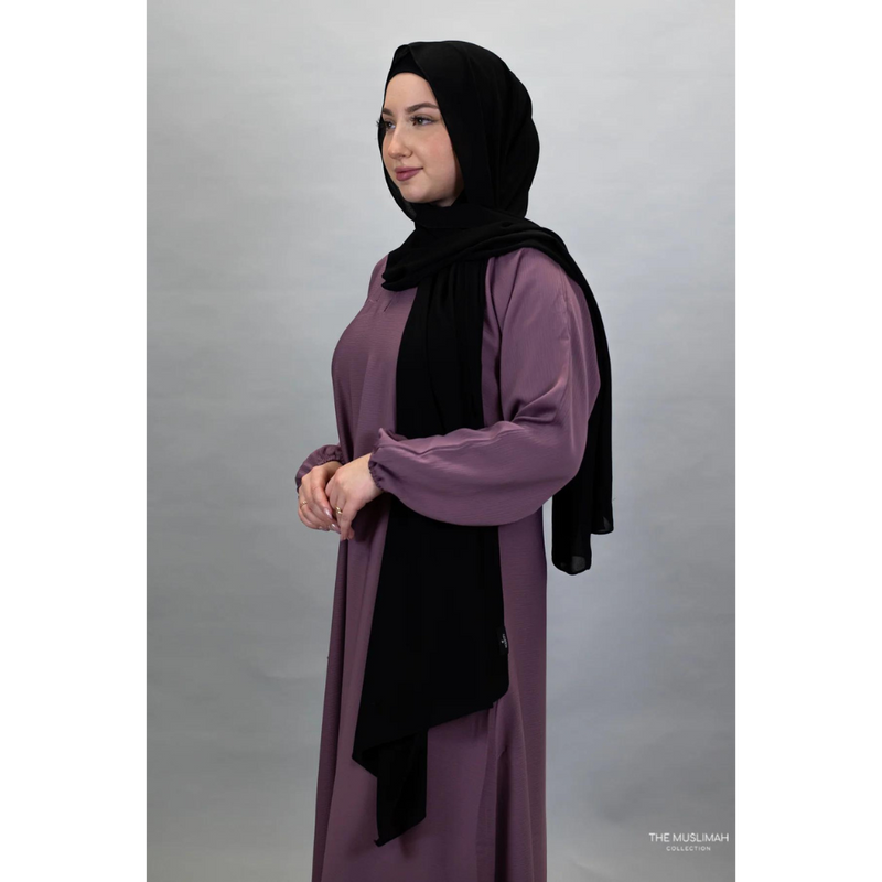 Sawda Textured Crepe Abaya - Dusty Pink