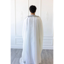 Embroidered Thobe Overcoat Arab Bisht Cloak Pure White on Silver