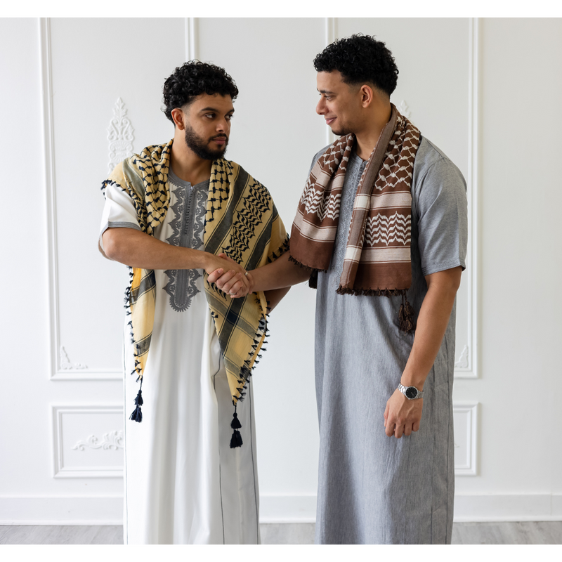 Beige and Black Imamah