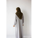 Button Front Abaya with Pleated Bishop Sleeves  - (Seize the Grey) - 72