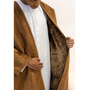 Mustard Brown Syrian Farwa Coat with Hoodie