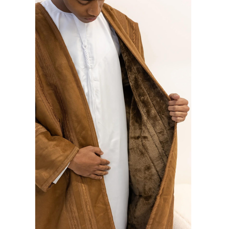 Mustard Brown Syrian Farwa Coat/Bisht