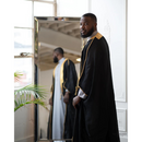 Embroidered Thobe Overcoat Arab Bisht Cloak (Black)