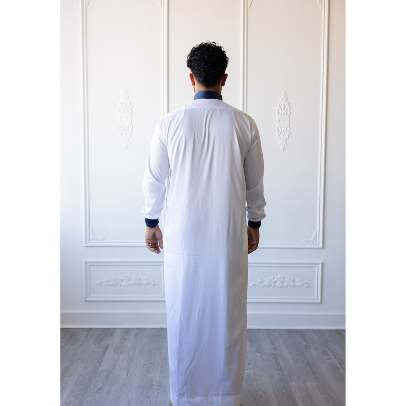 Saudi Collar Caligraphy Design - (White & Sapphire)