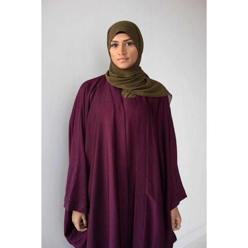 Slip Dress and Loose Fit Abaya Electric Cherry