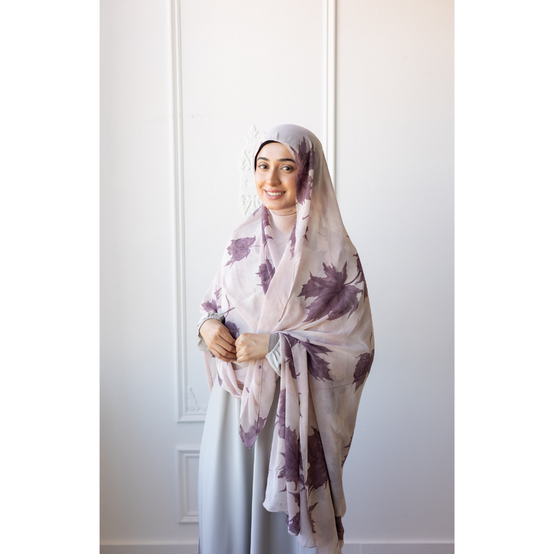 Printed Chiffon Hijab (Maple Leaf)