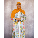 Clearance Sale Grey Floral Cotton Blend Kimono Abaya