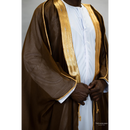 Embroidered Thobe Overcoat Arab Bisht Cloak Coffee Brown