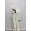 Moroccan Striped Hoodie Thobe (Pearl)