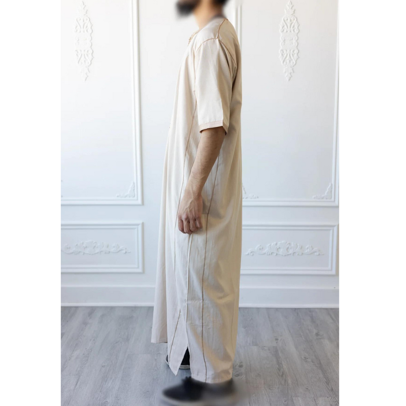 Moroccan Short Sleeve Thobe (Wheat)