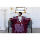 Embroidered Thobe Overcoat Arab Bisht Cloak (Burgundy)