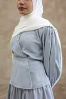 Resort Textured Skirt & Blouse Set - Cream - Blue Tulle