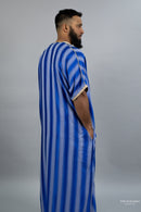 Moroccan Striped Thobe - Royal Blue