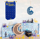 Blue Ramadan Calendar Eid Countdown + 30 Gold Stars - Home Decor