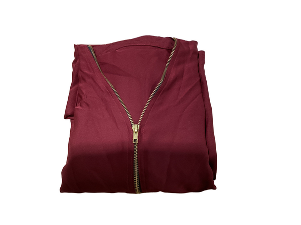 CLEARANCE SALE Golden Zipper Abaya with Matching Pockets - Maroon 41