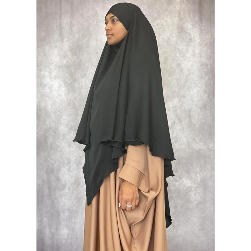 Black Two in One Niqab Khimar