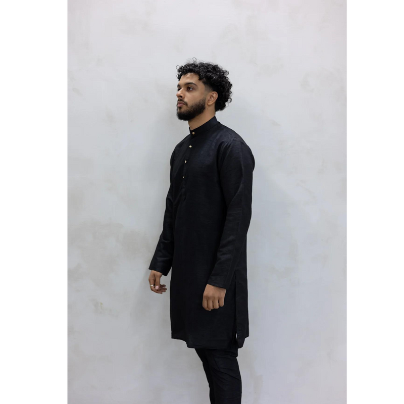 Two Piece Suit Straight Fit Pakistani Kurta - Black