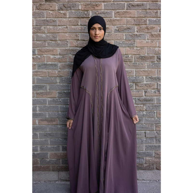 Sale Wide Sleeved Chiffon & Sawda Eid Abaya Wisteria