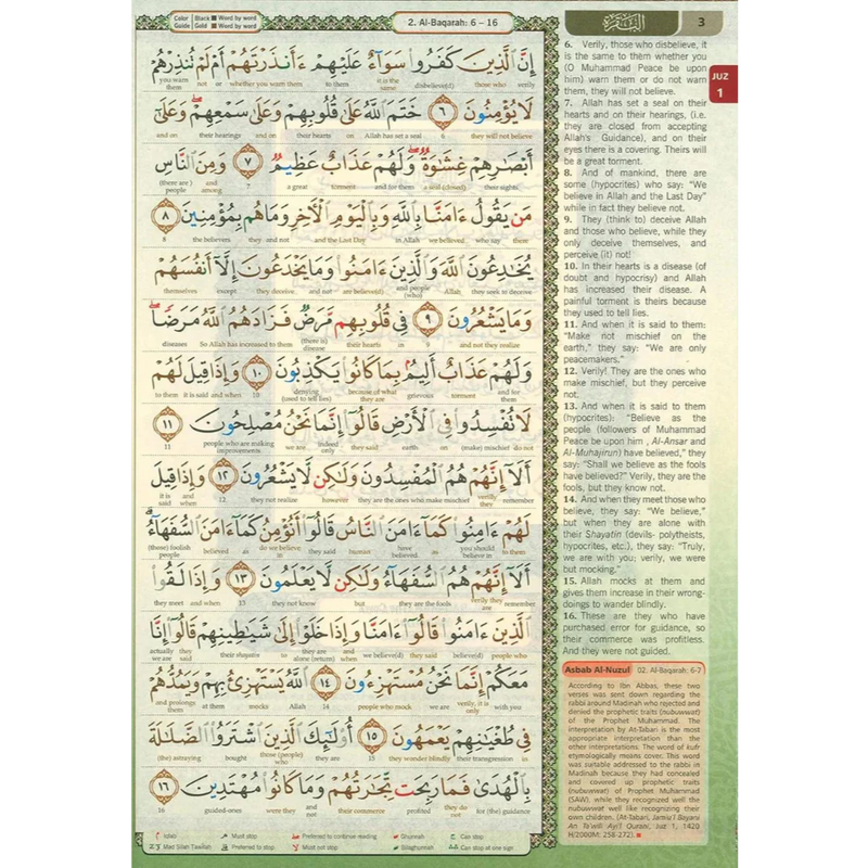 White and Gold Al Quran Al Kareem Maqdis Word-by-Word Translation Colour Coded Tajweed A5 Small Mushaf