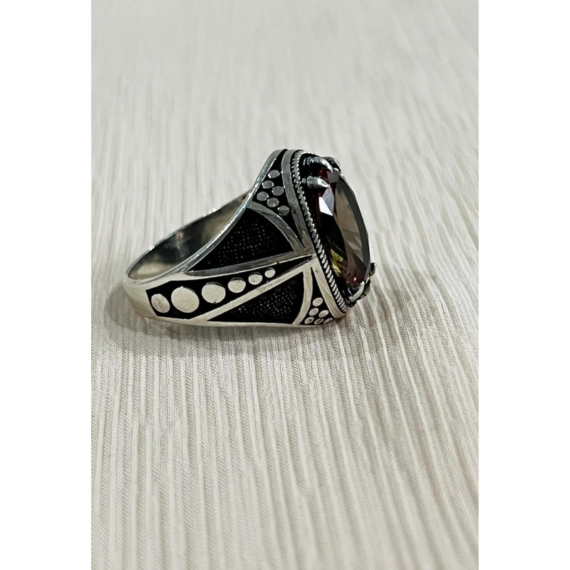 Citrine Real Sterling Silver Mens Islamic Ottoman Ring