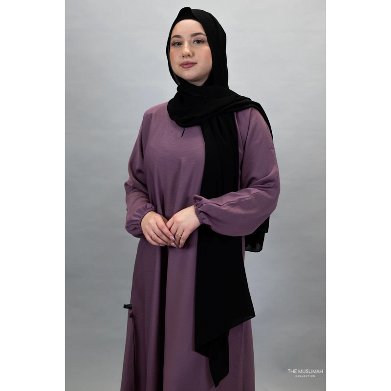 Sawda Textured Crepe Abaya - Dusty Pink