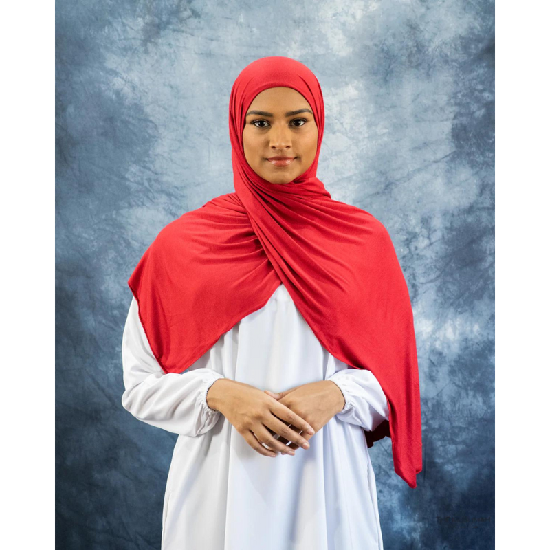 Scarlet Red Jersey Hijab
