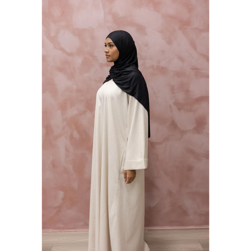 Luxury Linen Abaya in Pearl Essence