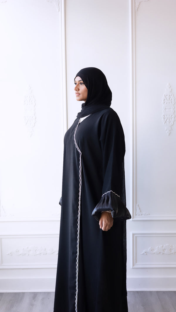 Puff Sleeve Glam Abaya - Black