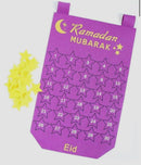 Purple Ramadan Calendar Eid Countdown + 30 Gold Stars - Home Decor