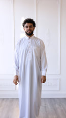 Omar Collection - Saudi Round Collar Thobe with Golden Buttons - Winter (B35)