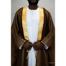 Embroidered Thobe Overcoat Arab Bisht Cloak Coffee Brown