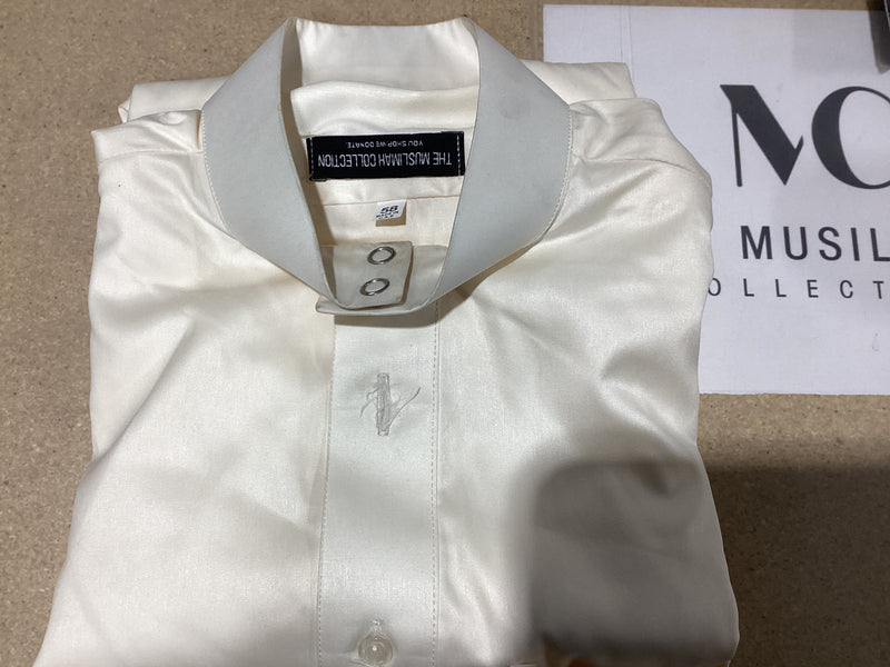SAMPLE SALE Saudi Collared Thobe - (Parchment Cream)- 08