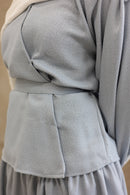 Resort Textured Skirt & Blouse Set - Cream - Blue Tulle