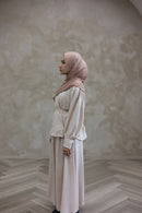 Resort Textured Skirt & Blouse Set - Sand