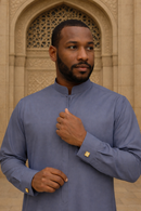 The Emir Zip-Collar Thobe | Grey Sky
