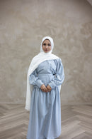 Resort Textured Skirt & Blouse Set - Cream - Blue Tulle