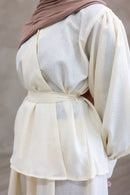 Resort Textured Skirt & Blouse Set - Cloud Cream