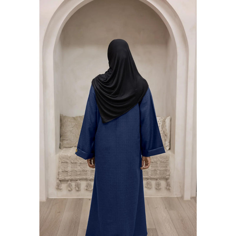 Luxury Linen Abaya (Deep Sea)