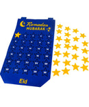 Blue Ramadan Calendar Eid Countdown + 30 Gold Stars - Home Decor
