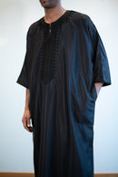 Moroccan 3/4 Sleeve Thobe (Charcoal Black)