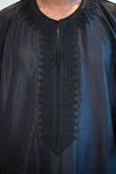 Moroccan 3/4 Sleeve Thobe (Charcoal Black)