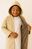 Beige Syrian Farwa Coat with Hoodie - Boys