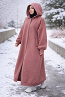 Premium Hooded Winter Abaya - Dusty Rose  (360 GSM, 100% premium cotton)