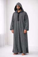 Moroccan Milifa Hoodie Thobe - Grey Stone