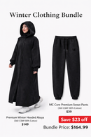 Winter Hooded Abaya Bundle - Black