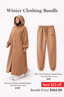 Winter Hooded Abaya Bundle - Brown