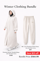 Winter Hooded Abaya Bundle - Off White
