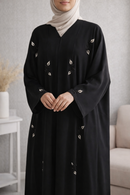 Petal Weave Glam Abaya –  Black
